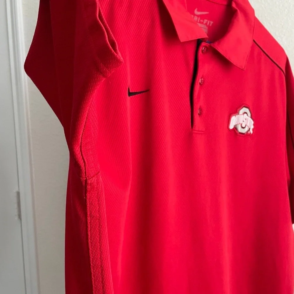 Nike Dri-FIT Ohio State Buckeyes Mens Red Short Sleeve Polo Shirt XL